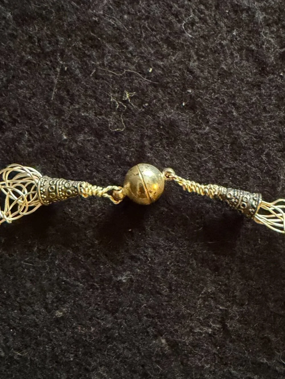 Wire-Woven SilverTone Necklace w/Seashells, Pearls, Faceted Crystal, Stone Chips